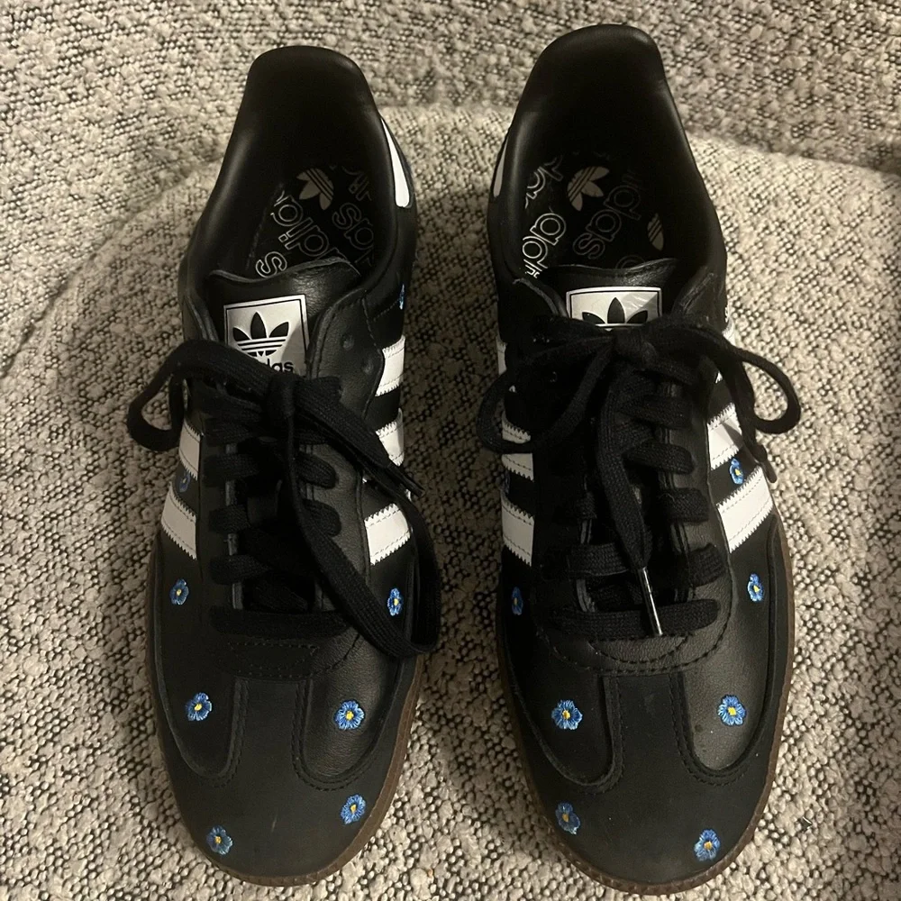 Adidas Samba OG Black with Blue Floral Sneakers - Picture 3 of 7